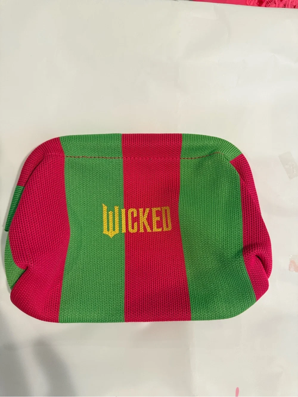 Wicked Clutch Purse Pouch Dumpling Bag Stripes Pink Green Travel Organizer
